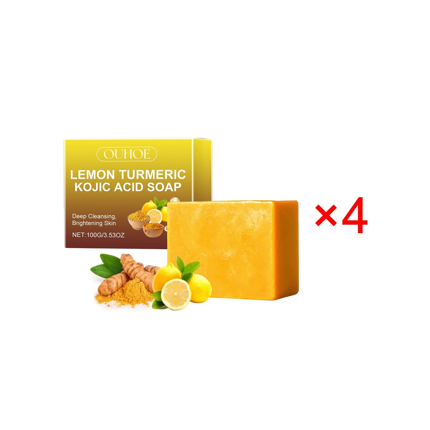 Lemon Turmeric Kojic Acid Soap Clean Facial Skin Improve Texture and Keep Skin Clean Dark Spot Remover Moist Bathing Facial Soap