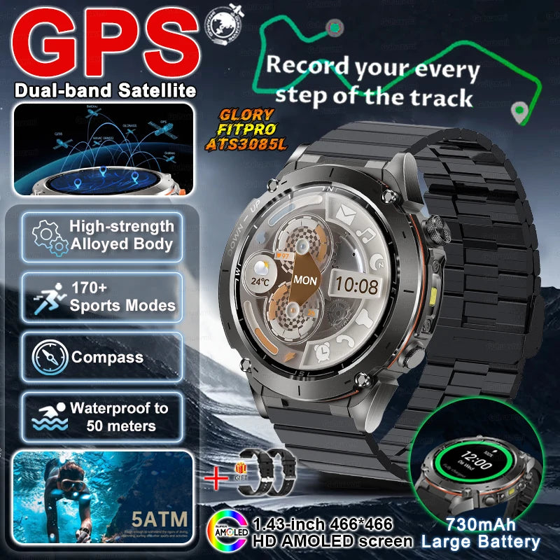 2025 New TRex 3 GPS Smart Watches 10ATM Waterproof Built-in Dual-band GNSS Compass Military Sports Bracelet Men For Xiaomi IOS