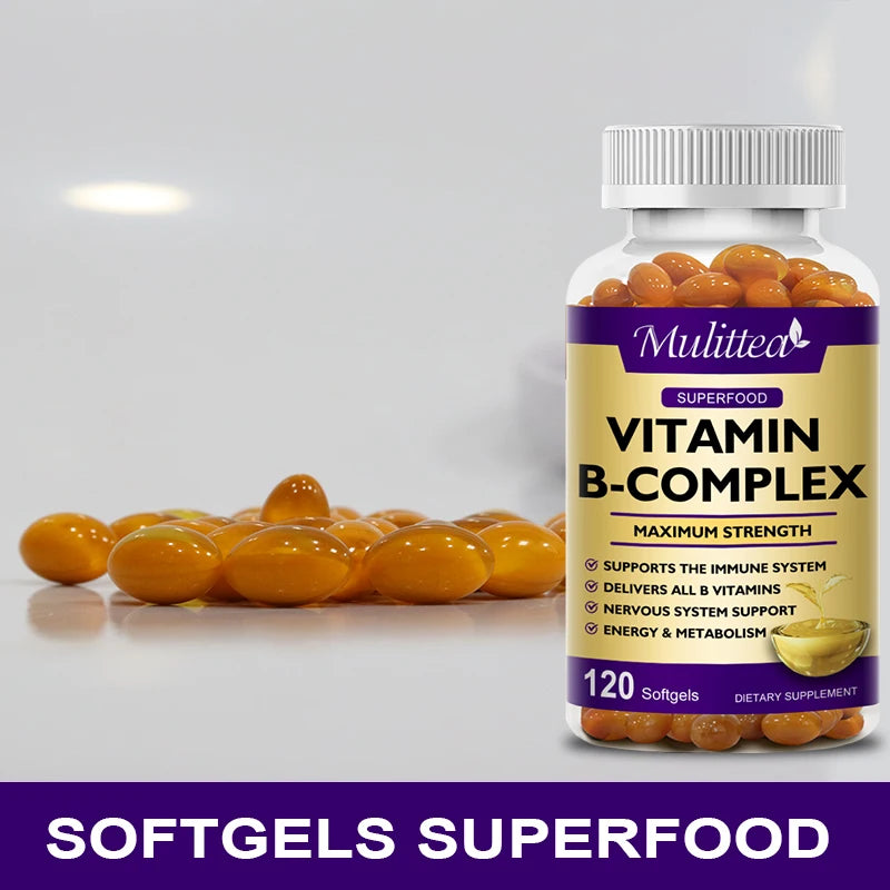 Mulittea Vitamin B Complex Capsules Help Relieve Fatigue Improve Digestion Reduce Stress Better Mood Support Immune Supplement