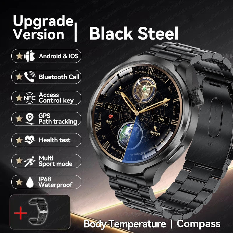 2025 New GPS Sports NFC Fashion Smartwatch Men's 1.85 "AMOLED Screen Heart Rate Blood Pressure Health Smart Watch For Huawei IOS