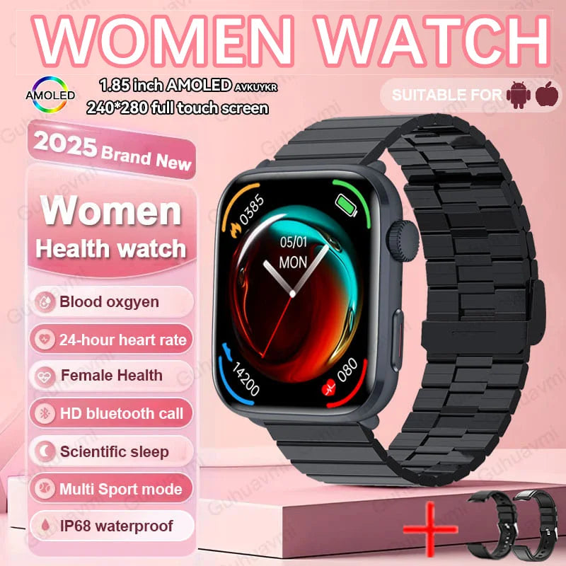2025 New NFC Smat Watch Women 1.85-inch Blood Pressure Heart Rate Bluetooth Call Female Health Smarwatches Ladies For HUAWEI IOS