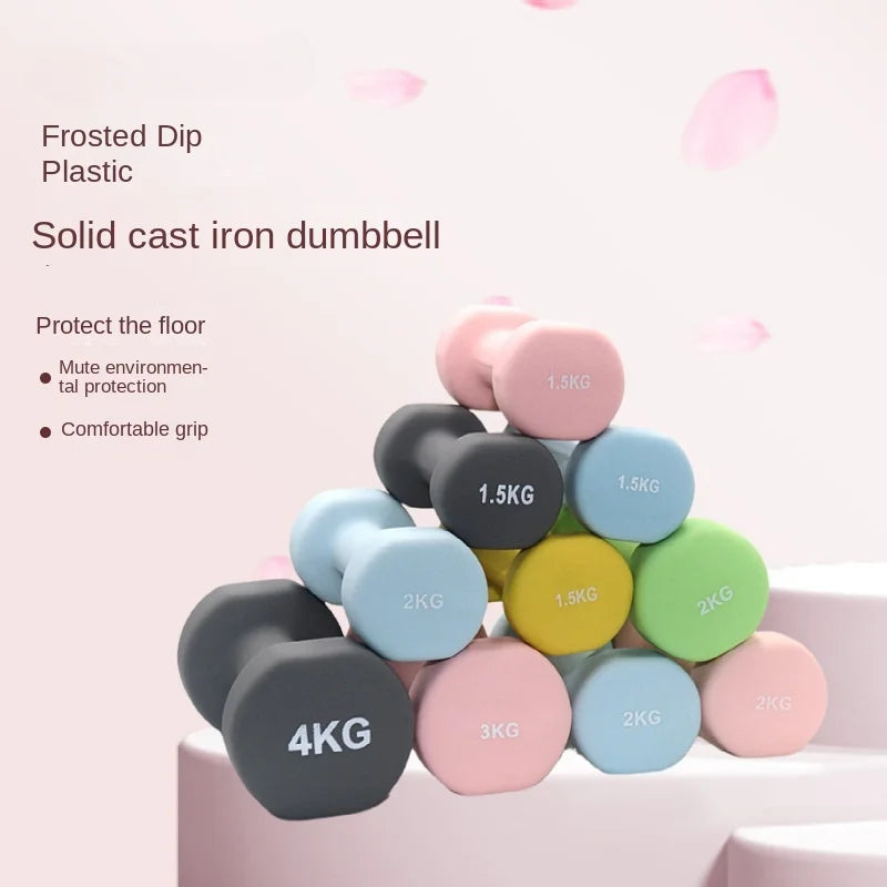 Women's Home Fitness Dumbbells 2KG A pair Of Women's Macaron Hemp Noodles Immersion Small Dumbbells Pure Iron Solid Style