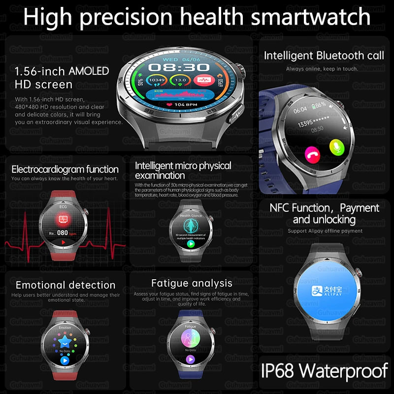 2025 For HUAWEI DT5 Pro  AMOLED Smart Watch Men ECG Micro Physical Examination Heart Rate Blood fat uric Acid Man NFC Smartwatch