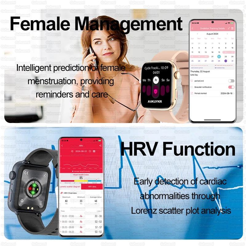 2025 New Blood Pressure AI Diagnosis Smart Watch Men Heart Rate Body temperature IP68 Waterproof NFC Smart Watch For HUAWEI  IOS
