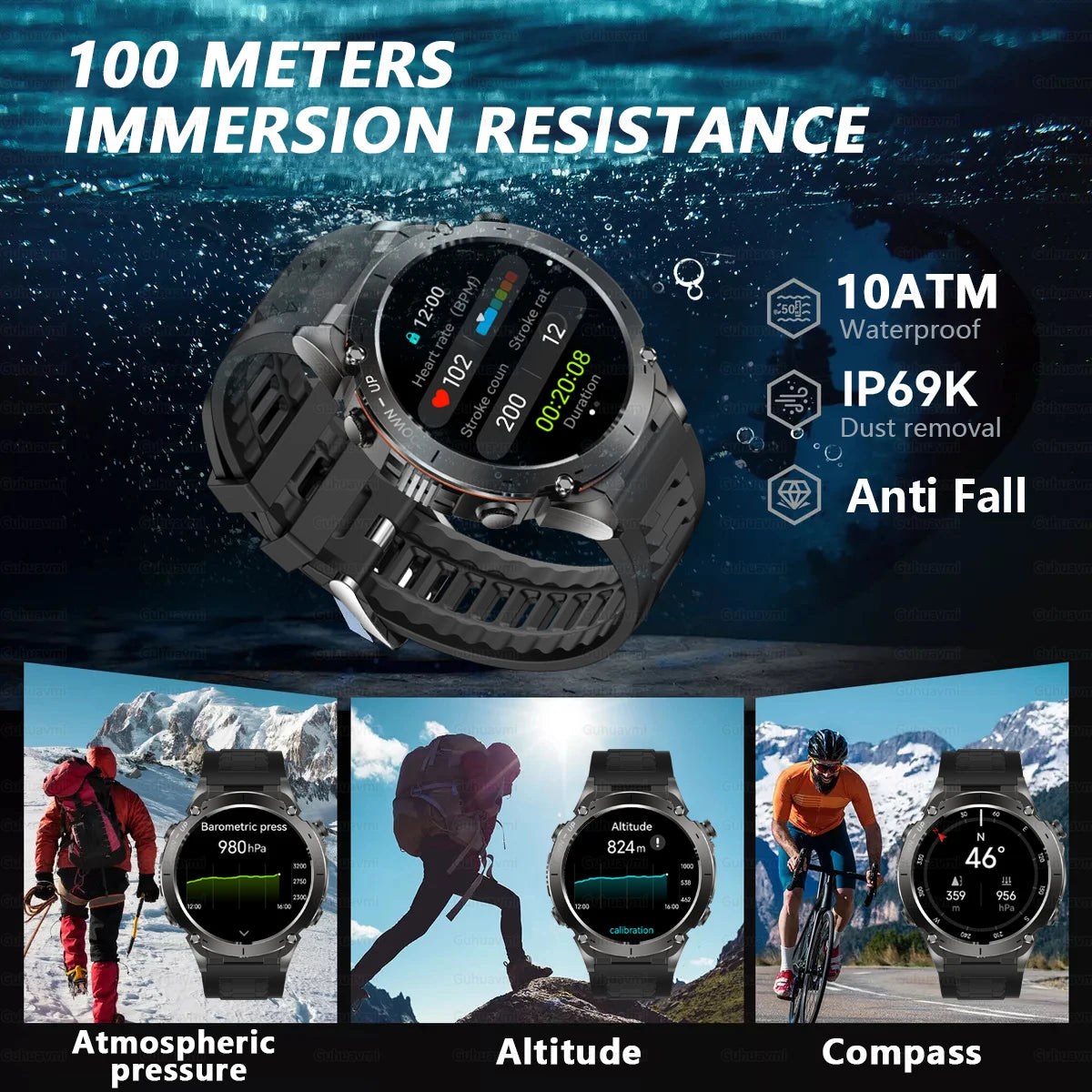 New For HUAWEI Dual-Band Satellite GPS Smartwatch Ultra HD AMOLED Screen Compass 10ATM Waterproof Sports SmartBracelet Men Watch