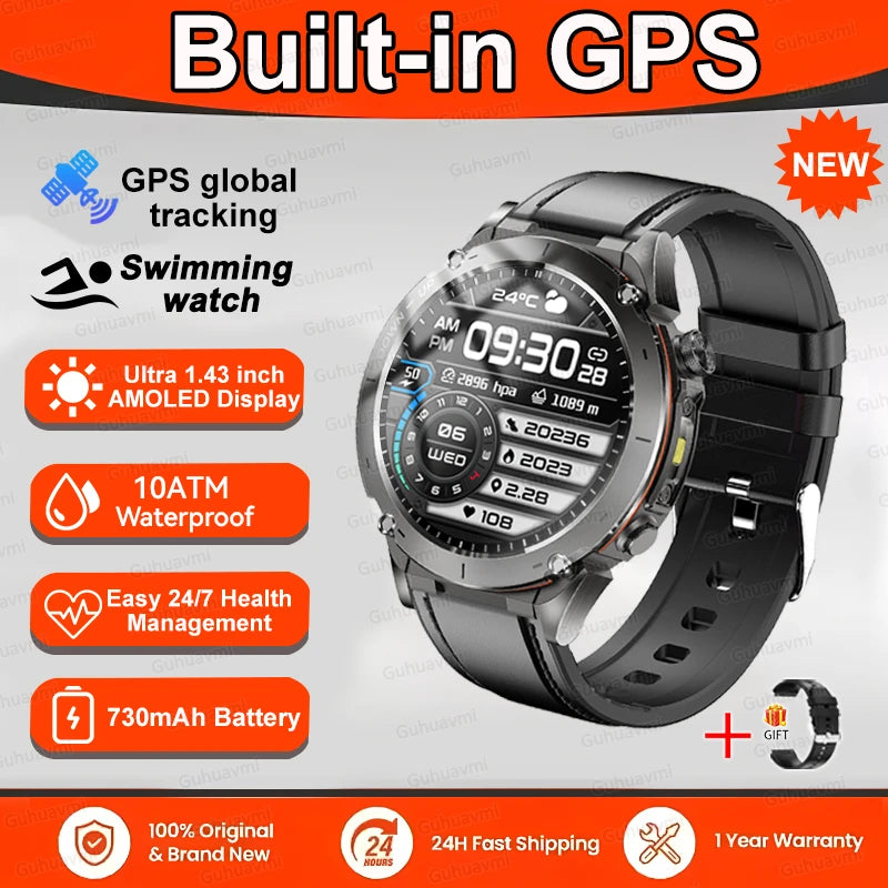 2025 New For Xiaomi GPS Sports Smart Watch 10ATM Waterproof Built-in Dual-Band GNSS Compass Altimeter Military Grade Smartwatchs
