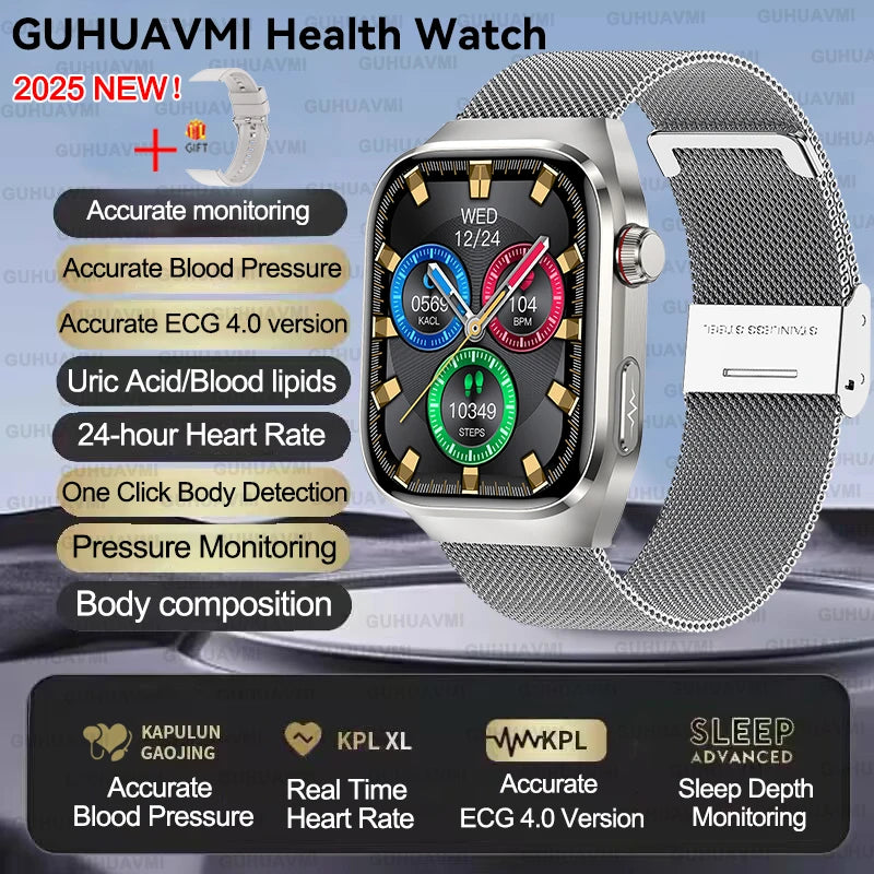 2025 New For Xiaomi Five organ examination Smart Watch Men ECG+PPG Uric Acid Blood Fat Bluetooth Call Sports Health Smartwatches