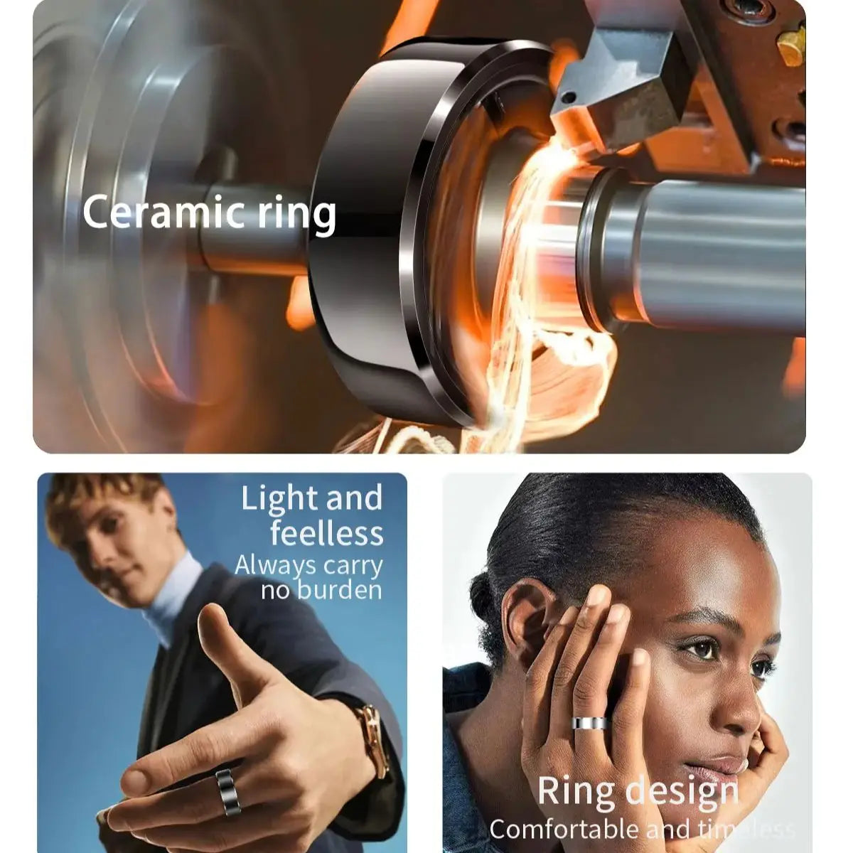 2025 R6Pro Smart Ring,  Heart Rate, Blood Oxygen, Sleep&Blood Pressure Tracker, Bluetooth Oura Smart Ring iOS Android Compatible