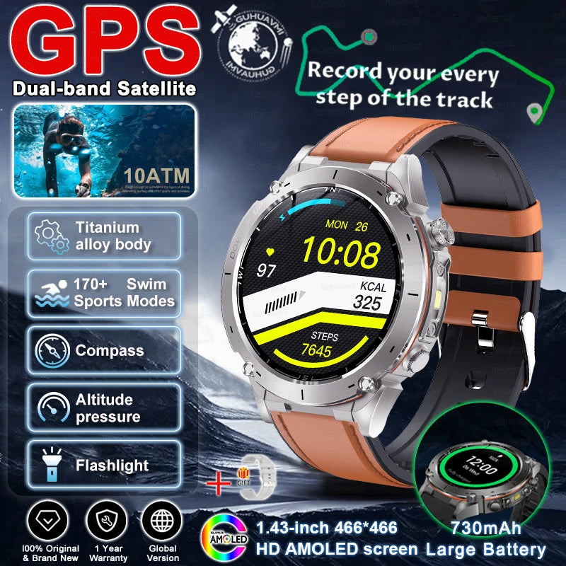 2025 New For HUAWEI IOS Ultra GPS Smart Watch 10ATM Waterproof Built-in Dual-band GNSS Compass Military Sport Men SWIM Bracelet