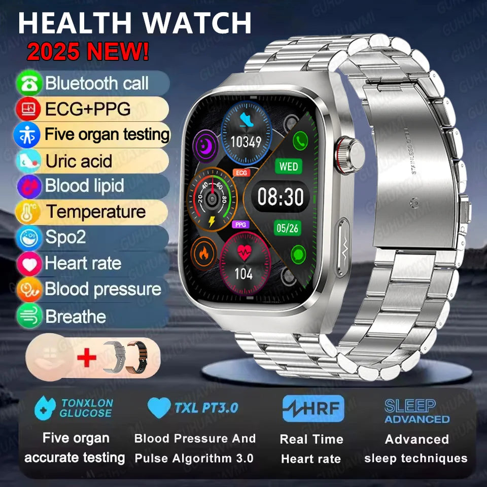2025 New Health Glance ECG AI Diagnosis Smart Watches Men Heart Rate Blood Pressure IP68 Waterproof Smartwatches For HUAWEI IOS