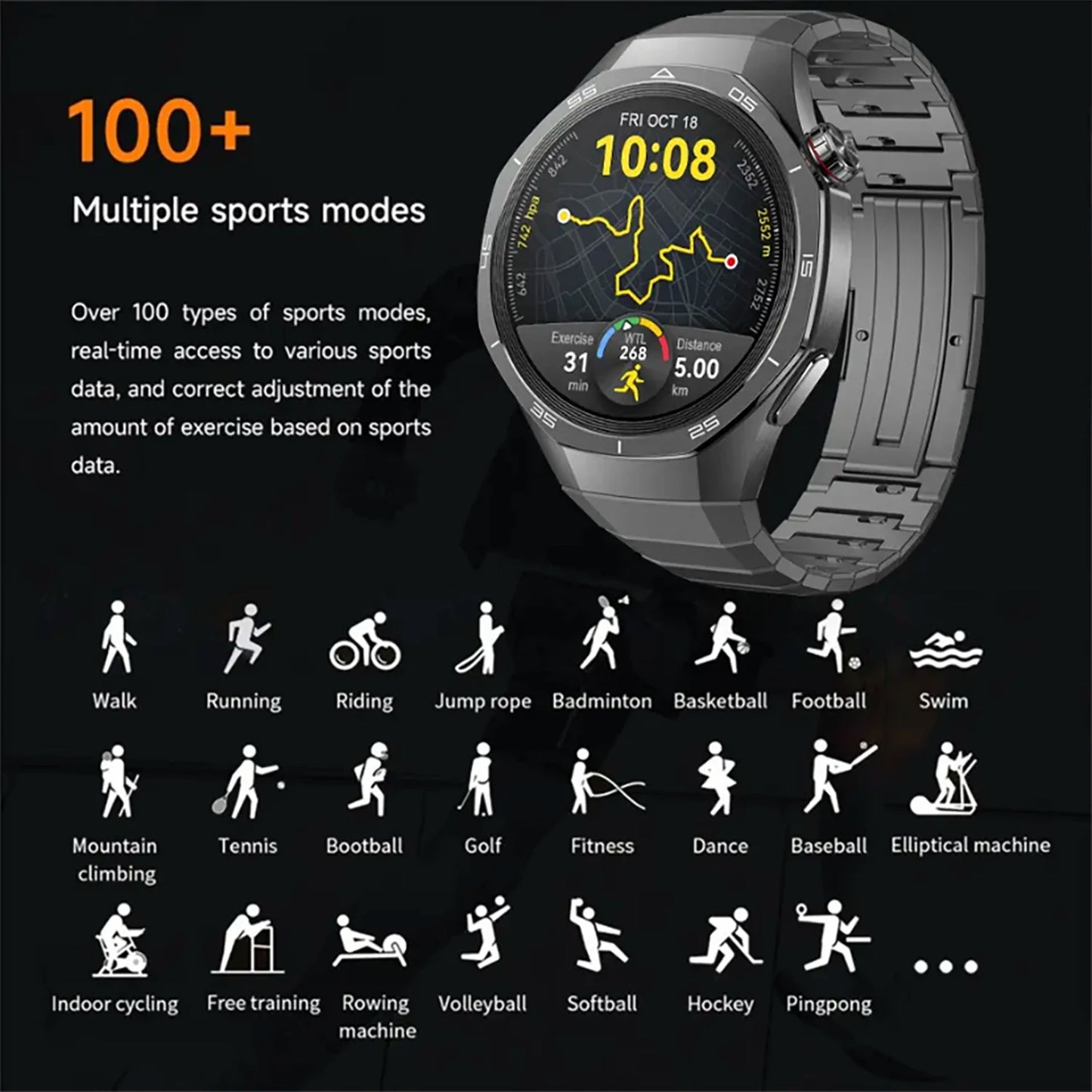 GT 5 Pro 2025 New SmartWatch Men 466*466 HD Screen 24h Blood Pressure Monitoring Men's Women NFC GPS Outdoor Sports Smartwatch