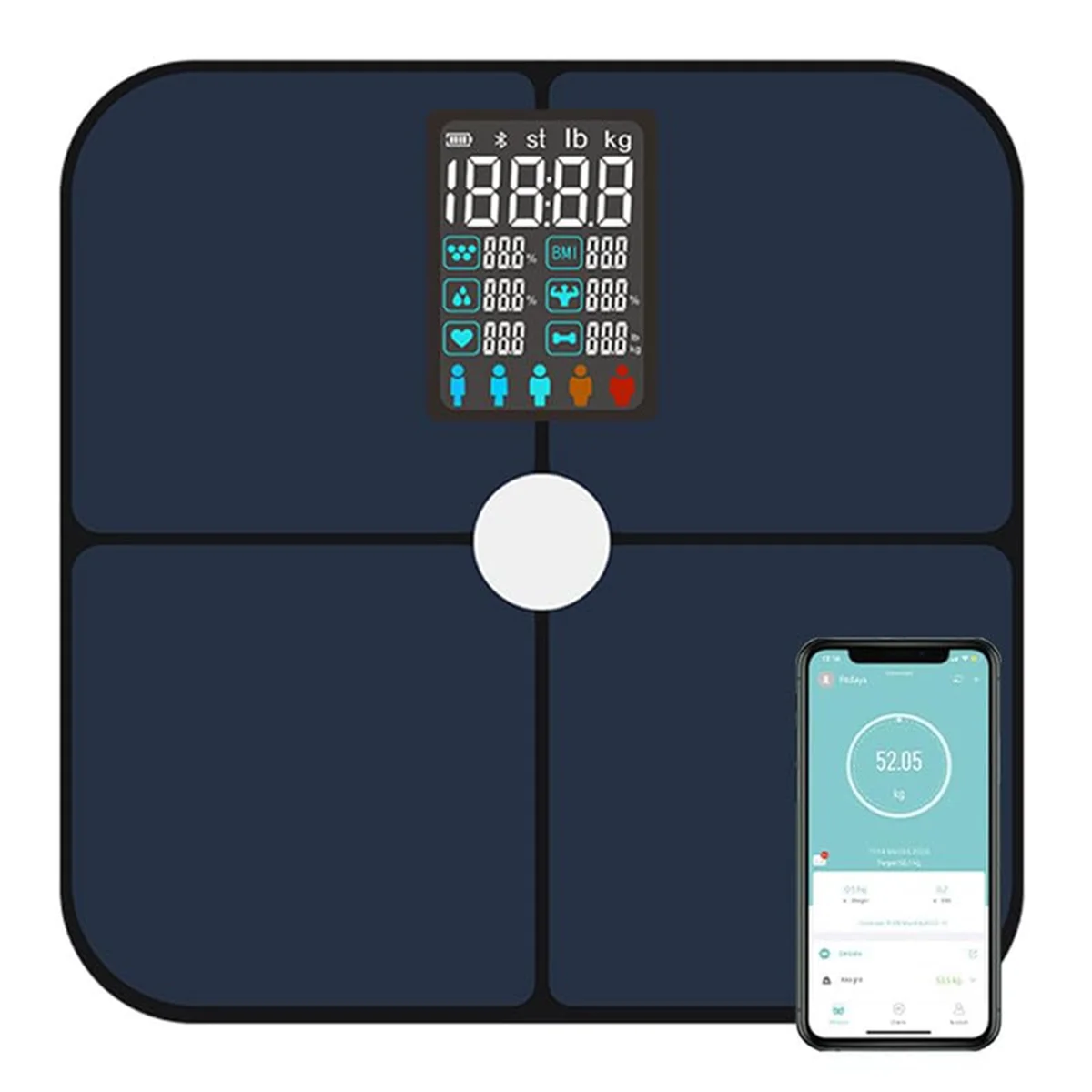 ETRT Smart ITO Heart Rate Scale Large Display Digital Smart Scale for Full Body Weight Fat Tracking for Bathroom Women Men
