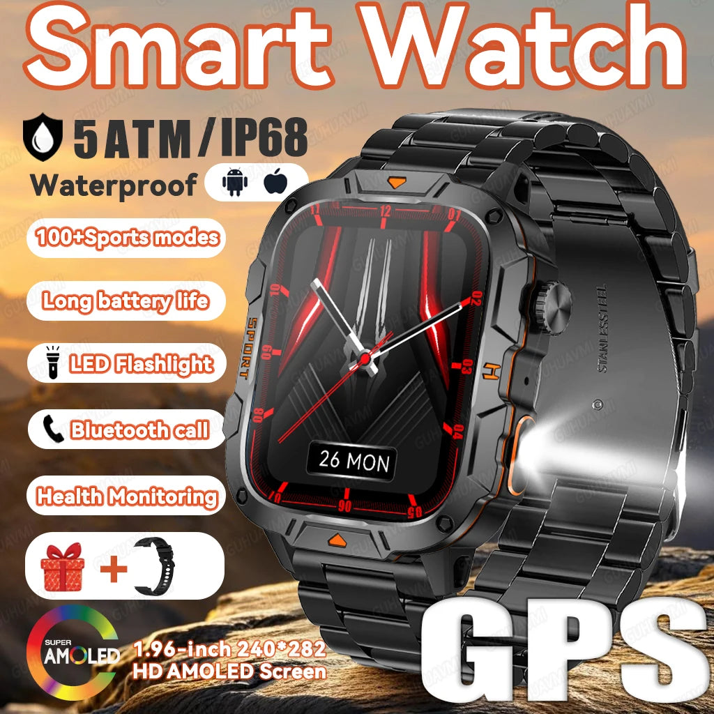 2025 For HUAWEI Ultimate Edition Military Quality GPS SmartWatch 5ATM 1.96'' HD AMOLED Heart Rate Bluetooth Call Man Smart Watch